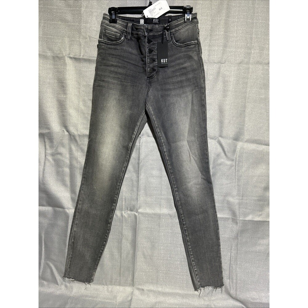 KUT FROM THE‎ KLOTH HIGH RISE MIA SKINNY JEANS BLACK SZ 4 Grey distressed Grunge